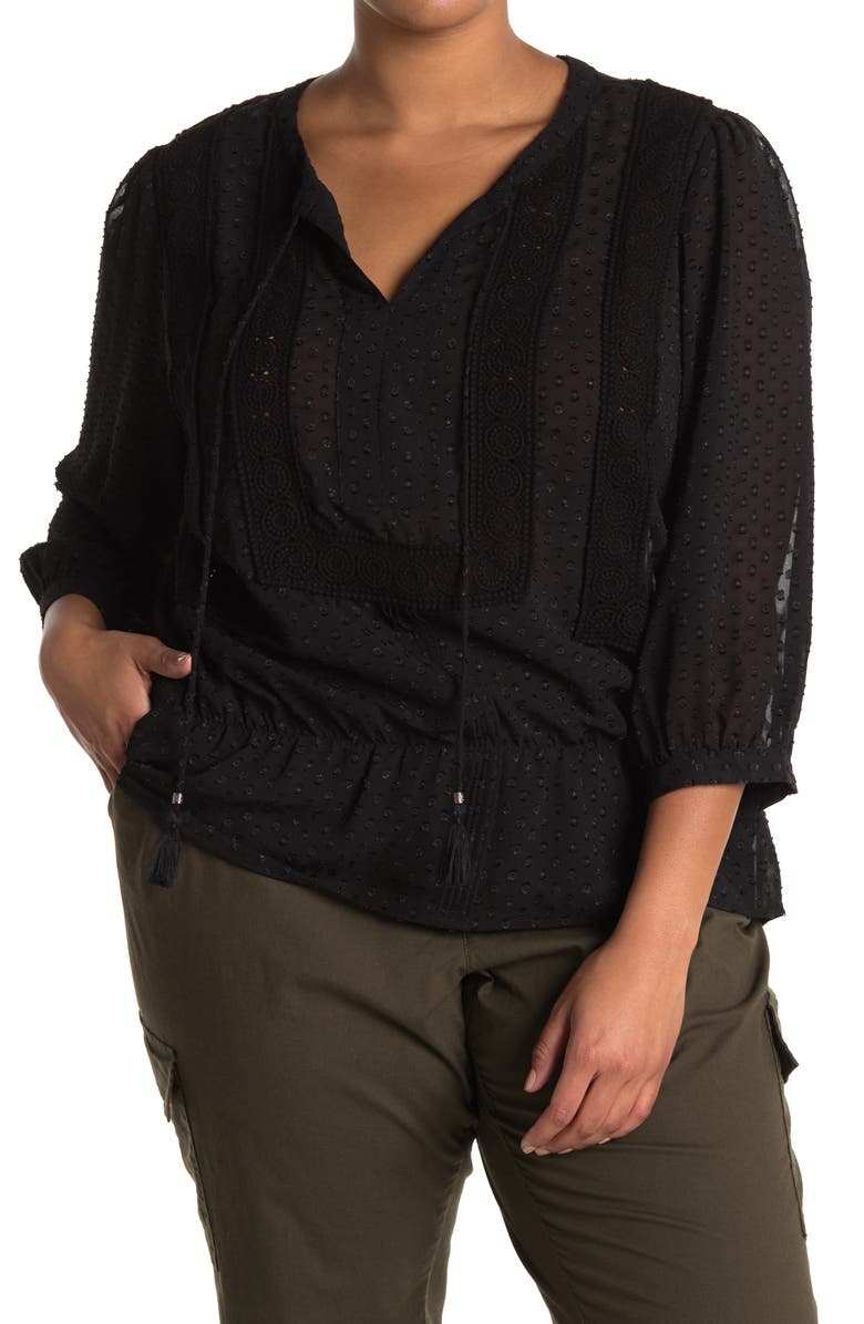 DR2 by Daniel Rainn Antoinette Swiss Dot Lace Top, Main, color,