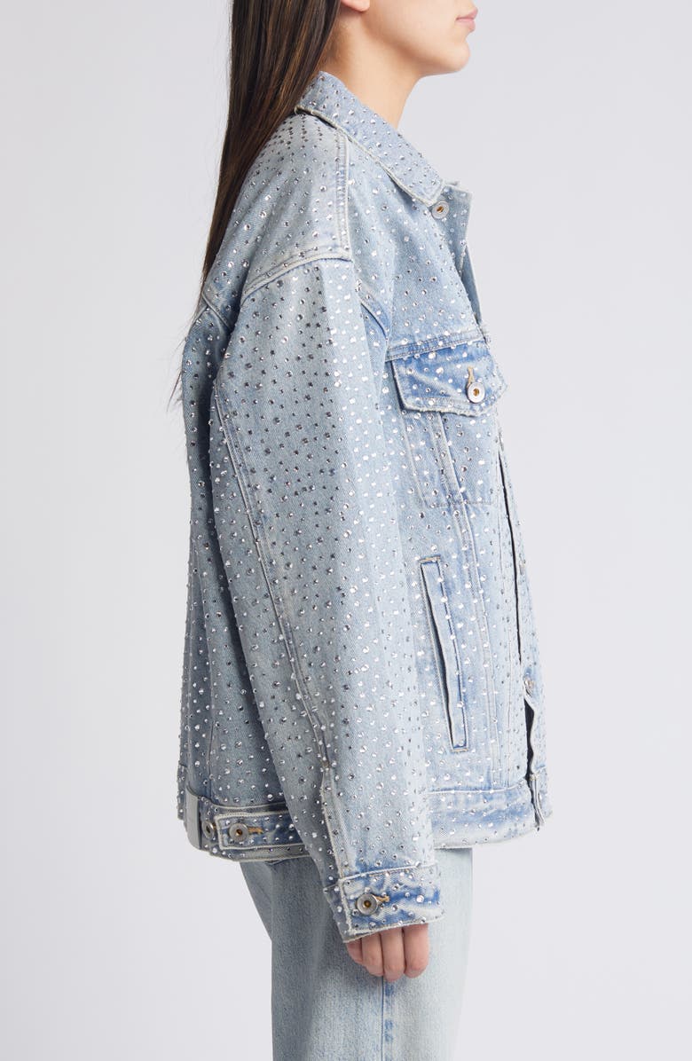 PURPLE BRAND Crystal Detail Denim Trucker Jacket, Alternate, color,