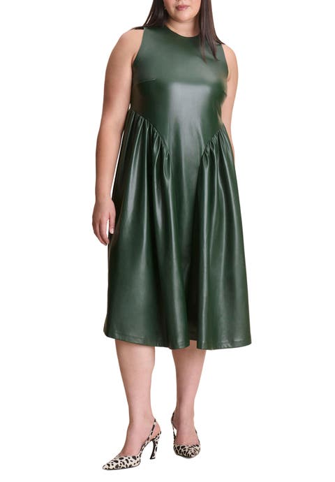 Faux Leather Fit And Flare Dress (Plus Available)