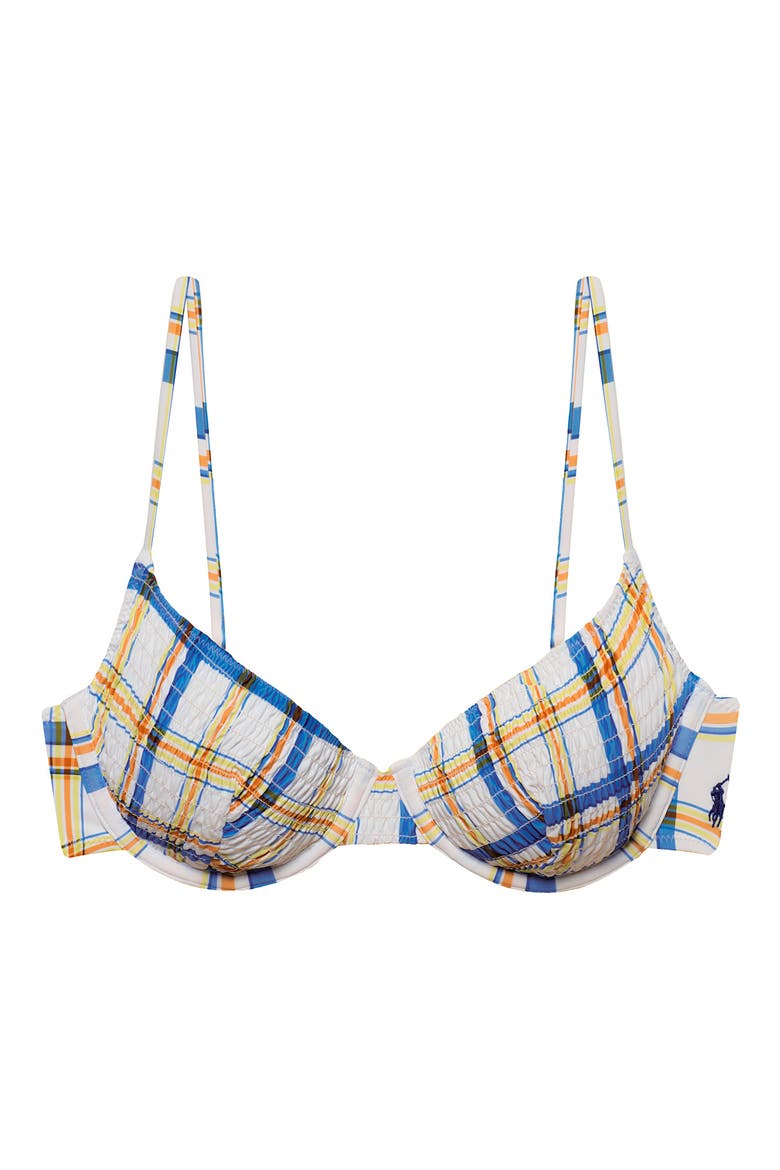 Underwire Balconette Bikini Top, Alternate, color, WHITE/ BLUE MULTI