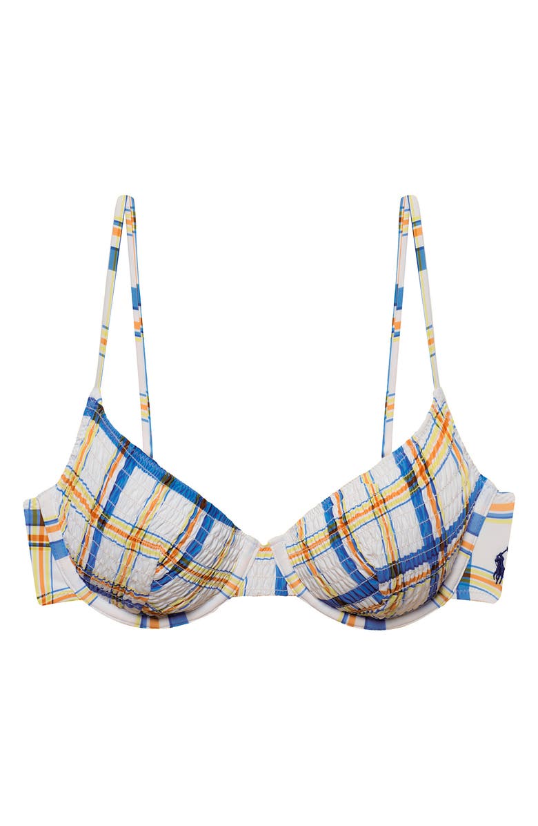 Polo Ralph Lauren Underwire Balconette Bikini Top, Alternate, color, White/ Blue Multi