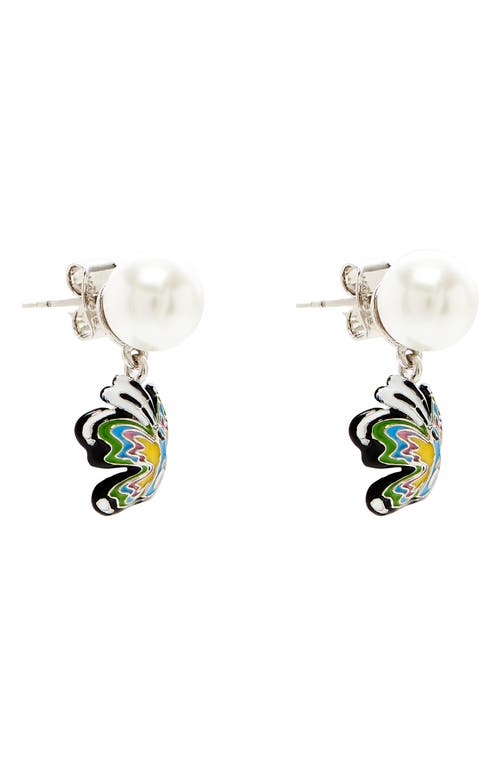 Marc Jacobs Butterfly Faux Pearl Drop Earrings In Multi