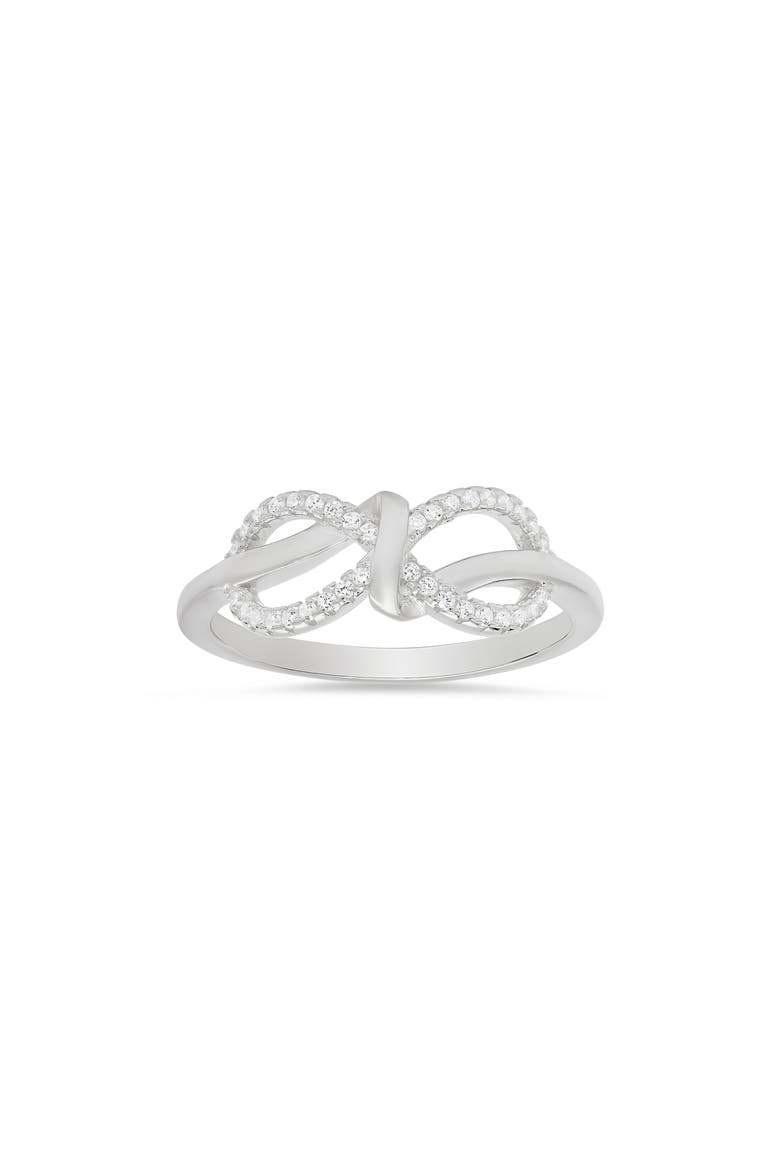 Cubic Zirconia Infinity Love Knot Ring, Main, color, SILVER