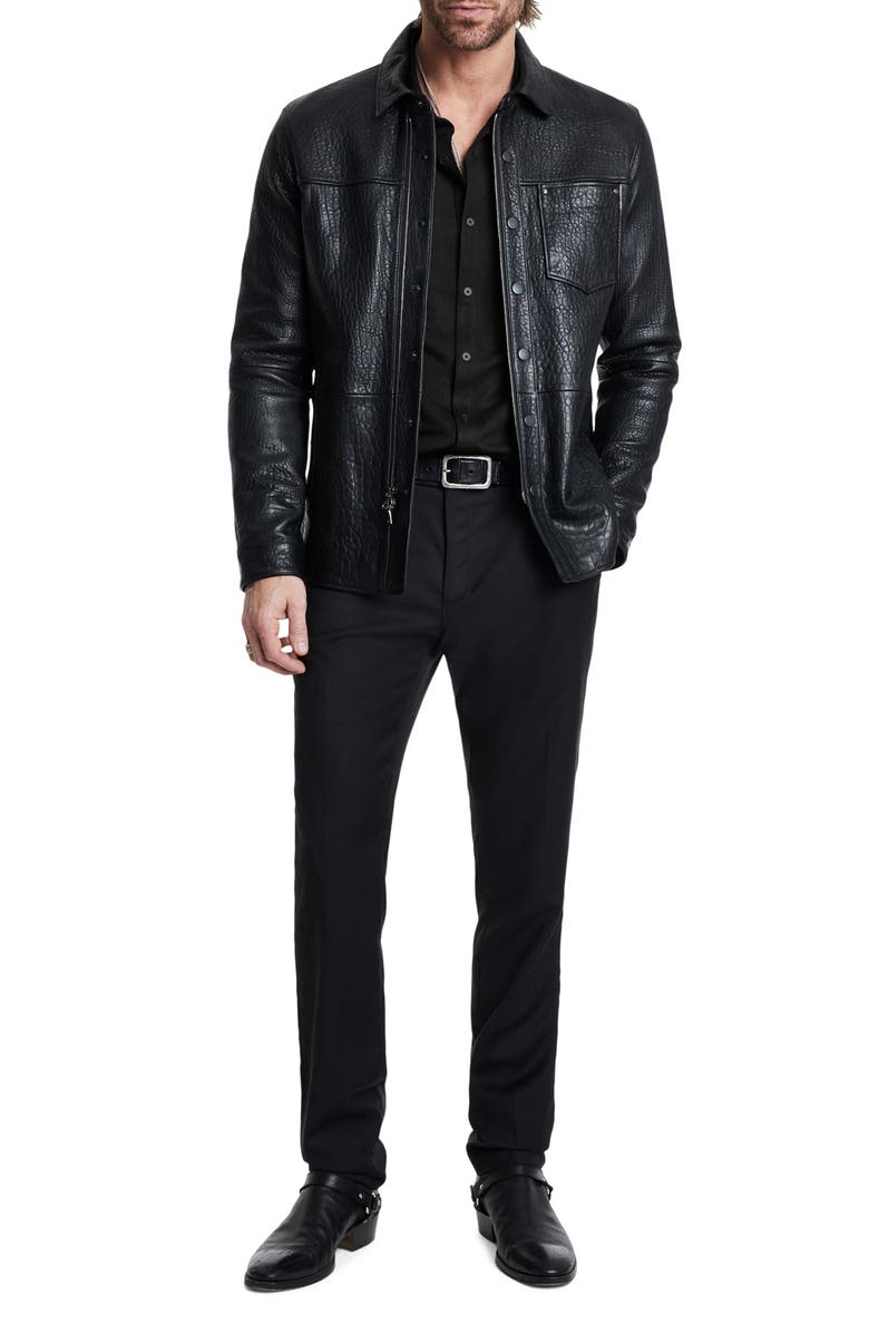 John Varvatos McGiles Piqué Knit Button-Up Shirt, Alternate, color, Black
