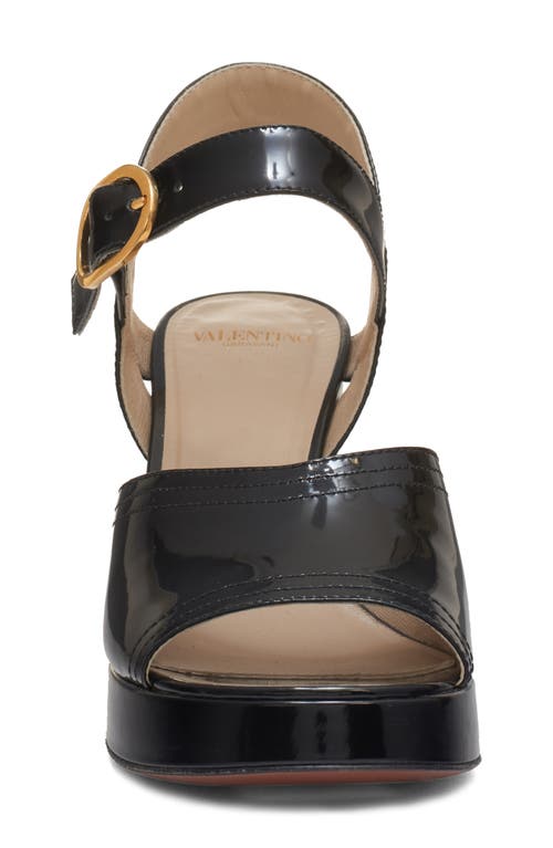 Valentino Garavani Fawcette Platform Sandal In Polished Calfskin 100mm Woman Black 42