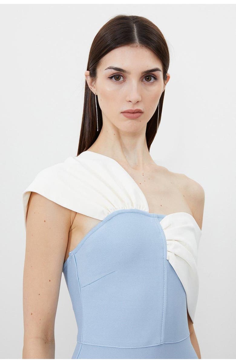 Karen Millen Figure Form Asymmetric Midi Dress, Alternate, color, Light Blue