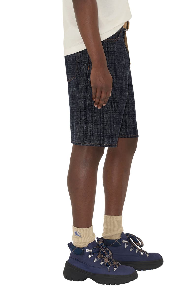 Burberry Check Jacquard Denim Shorts, Alternate, color, Indigo Ip Check