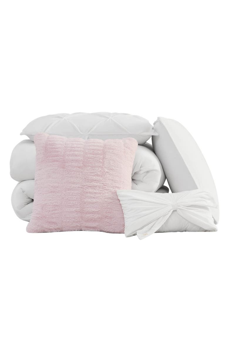 Juicy Couture Kiss 5-Piece Pleat Plush Comforter Set, Main, color, White