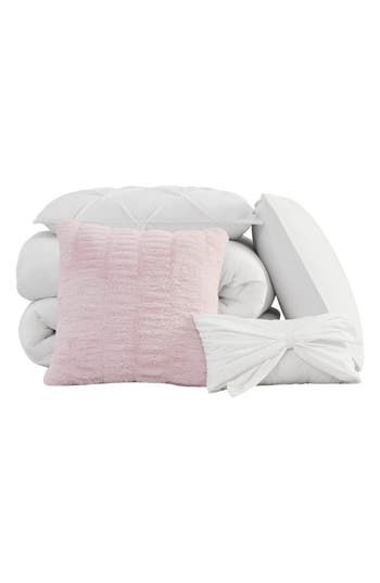 Juicy Couture Kiss 5-piece Pleat Plush Comforter Set In White
