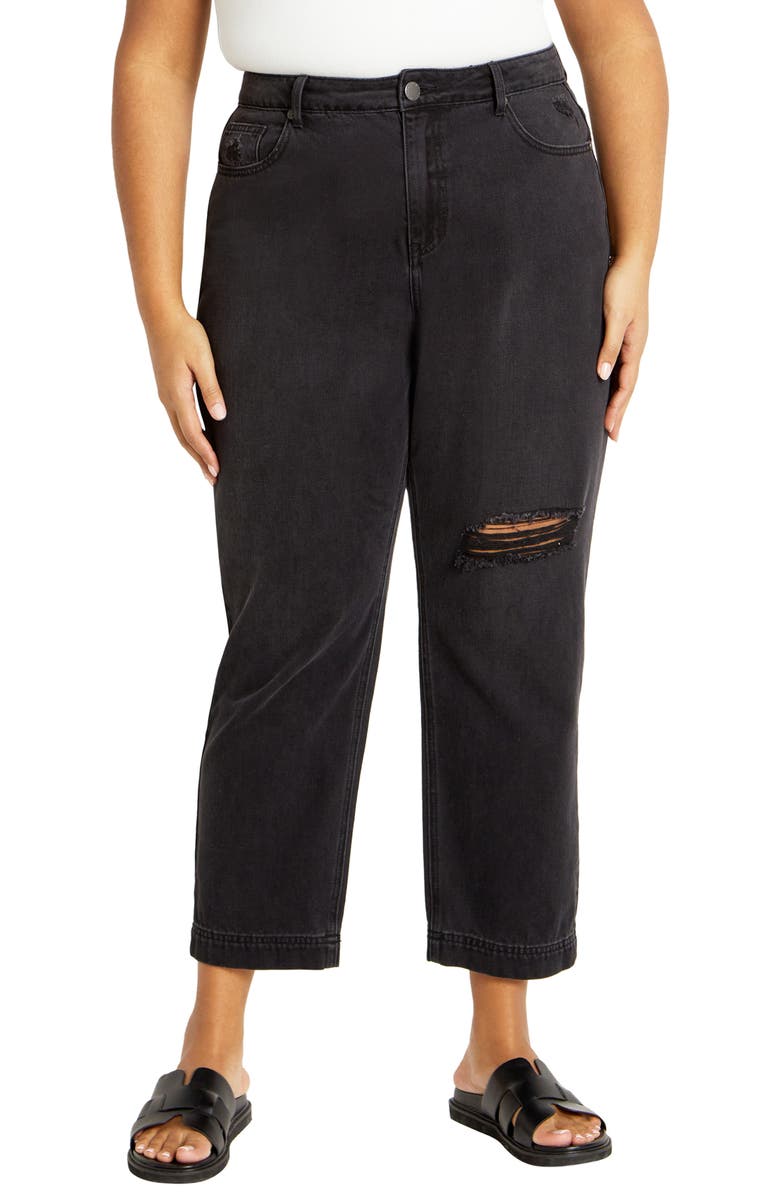 City Chic Kenia Straight Jeans, Main, color, Black Wash