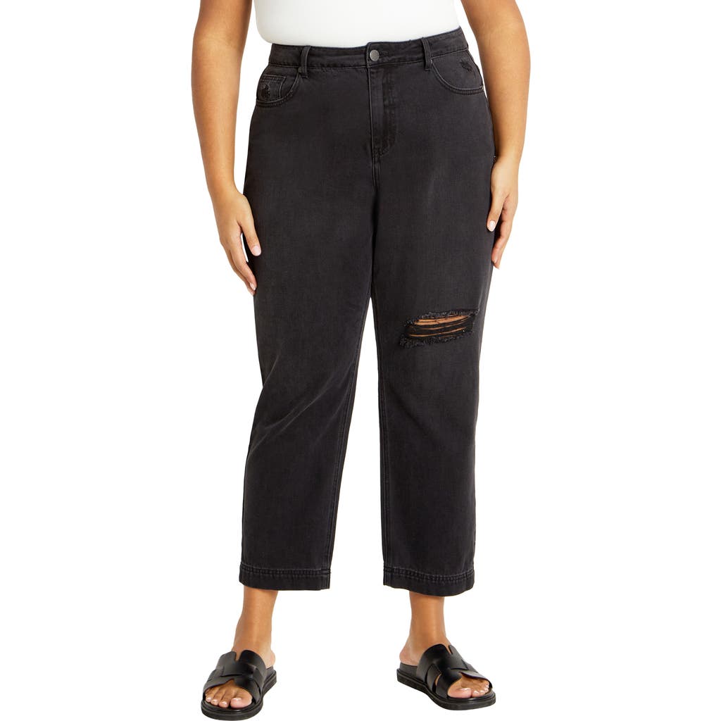 City Chic Kenia Straight Jeans In Black