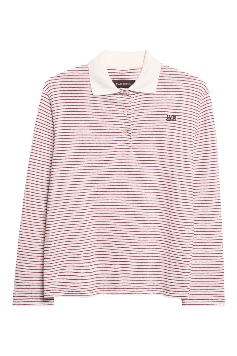 Trust Stripe Linen & Cotton Jersey Polo, Alternate, color, IVORY/ WINE