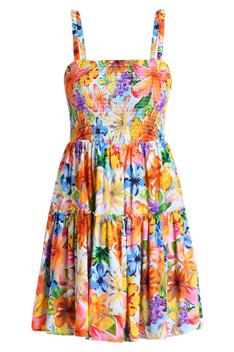 Flora de Fruta Cover-Up Minidress, Alternate, color, BLUE/ GREEN MULTI