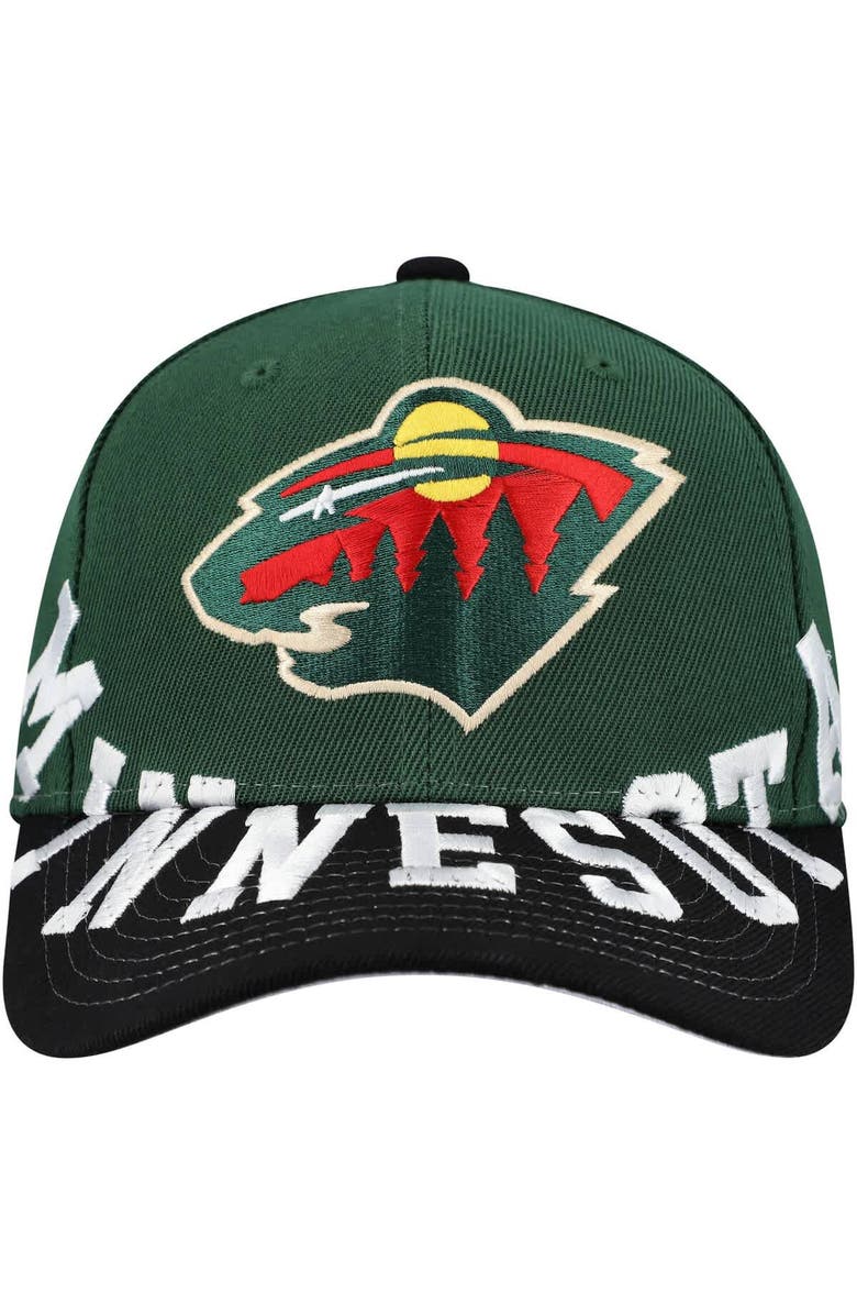 Mitchell & Ness Men's Mitchell & Ness Green/Black Minnesota Wild Underarch Two-Tone Pro Crown Snapback Hat, Alternate, color,