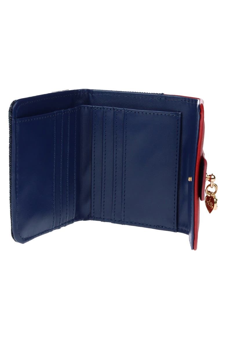 Charm Drop Mixed Media Wallet, Alternate, color, DARK DENIM