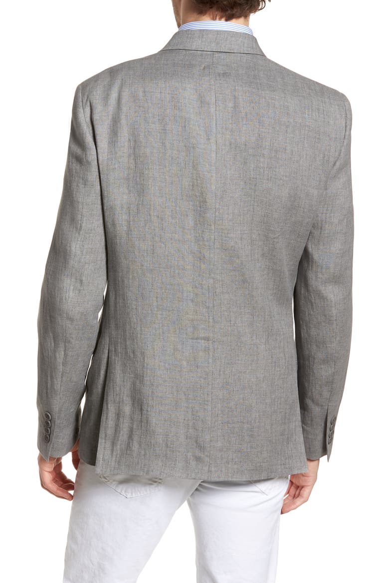 Trim Fit Linen Blazer, Alternate, color, GREY