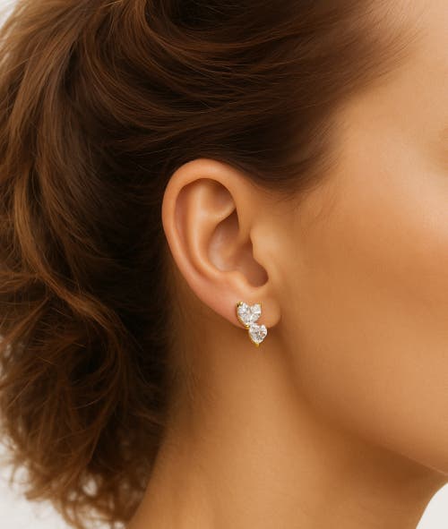 Donatello Gian Sterling Silver Double Heart Earrings In Gold