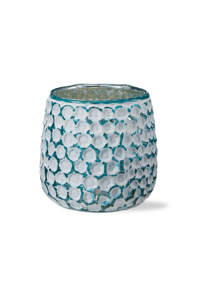 Andera Coastal Turquoise White Tealight Candle Holder, Main, color, Blue