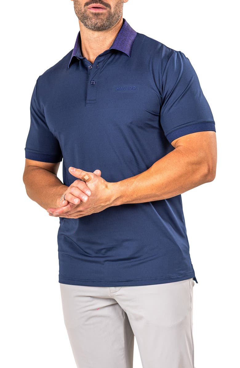 Maceoo Marthyr0030 Blue Contrast Collar Golf Polo, Alternate, color, 