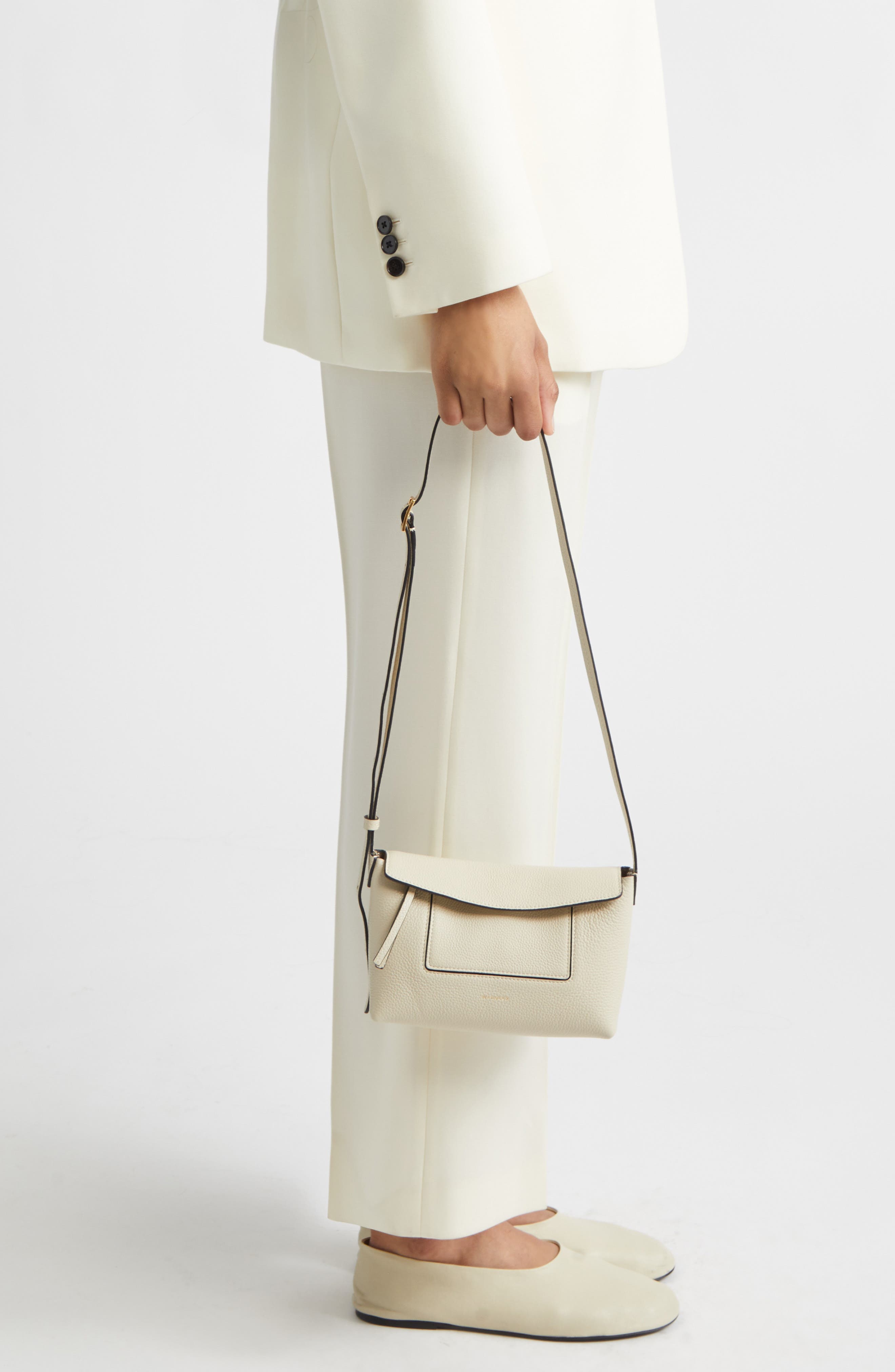 Wandler Mini Penelope Slouch Leather Shoulder Bag, Alternate, color, Beige Crust 1338