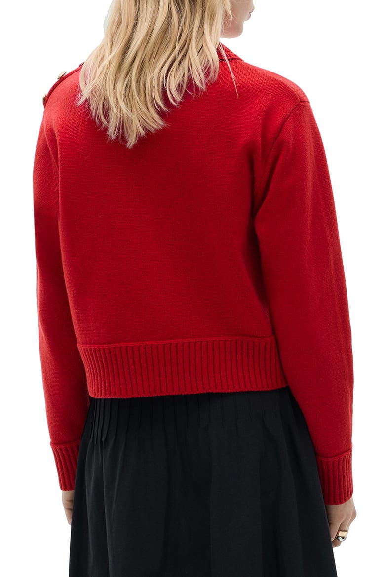 Button Shoulder Mock Neck Sweater, Alternate, color, RED