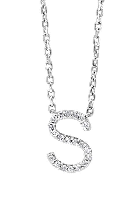 Sterling Silver Pavé Diamond Initial Pendant Necklace - 0.14 ctw.