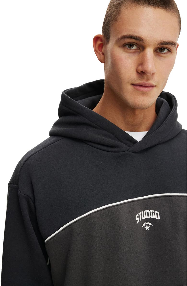 Cotton On Men's Cropped Fit Graphic Hoodie, Alternate, color, Washed Black  Studio