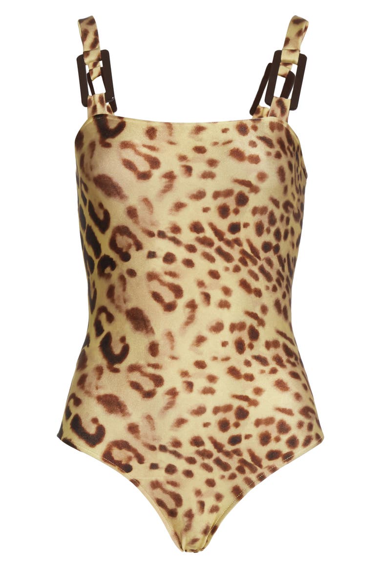 Leopard Print One-Piece Swimsuit, Alternate, color, LEOPARD