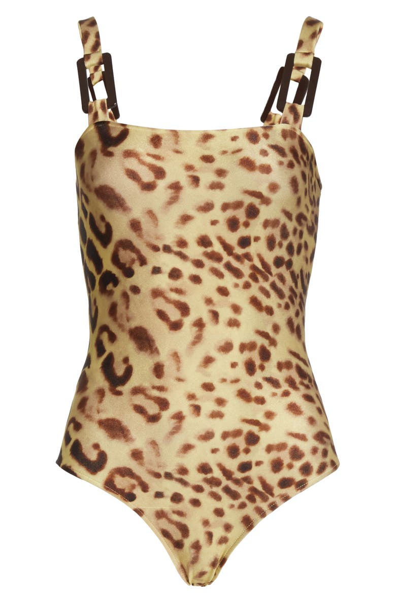 Adriana Degreas Leopard Print One-Piece Swimsuit, Alternate, color,