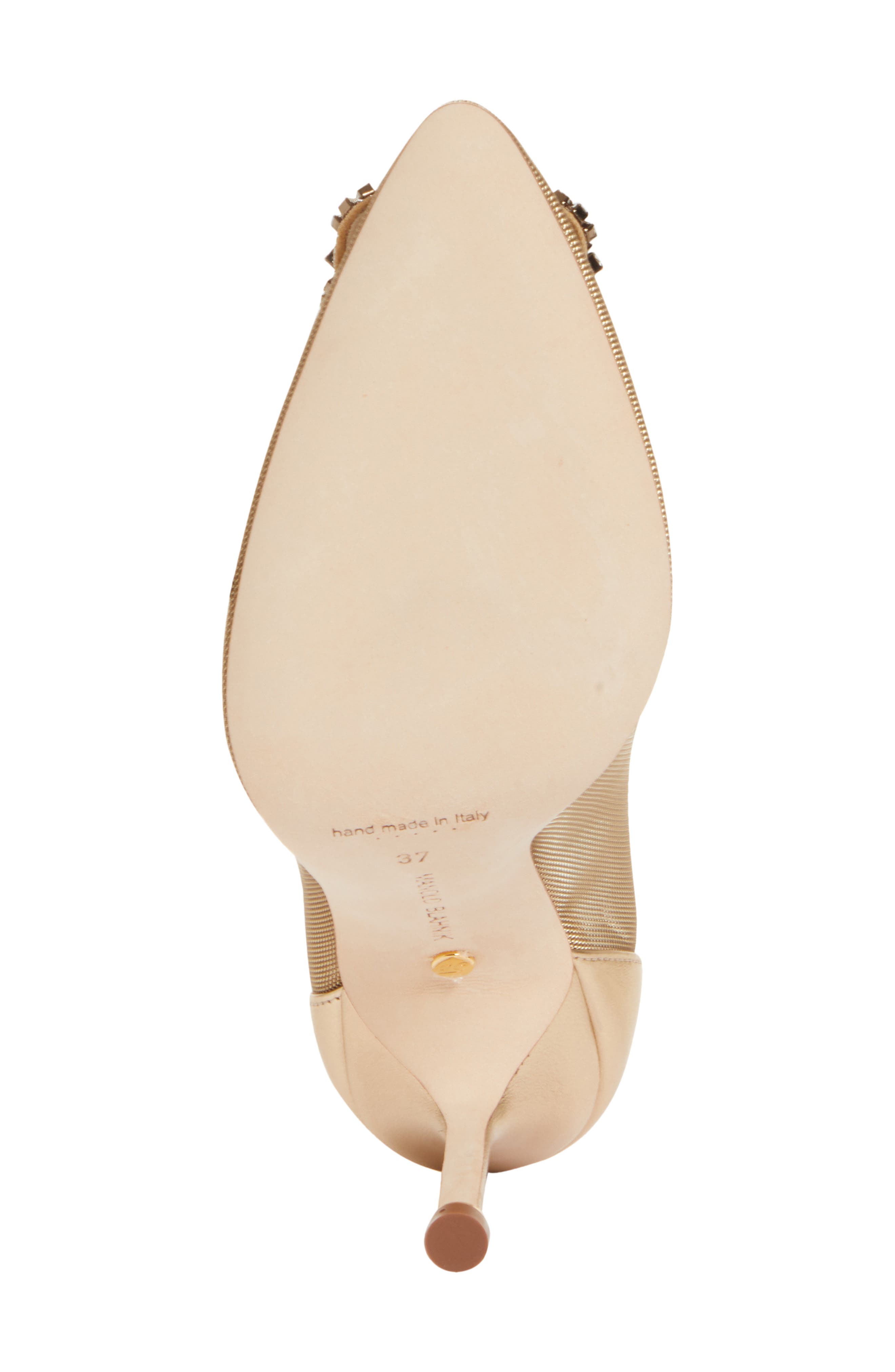 Manolo Blahnik Hangisi Crystal Buckle Mesh Pointed Toe Pump, Alternate, color, 
