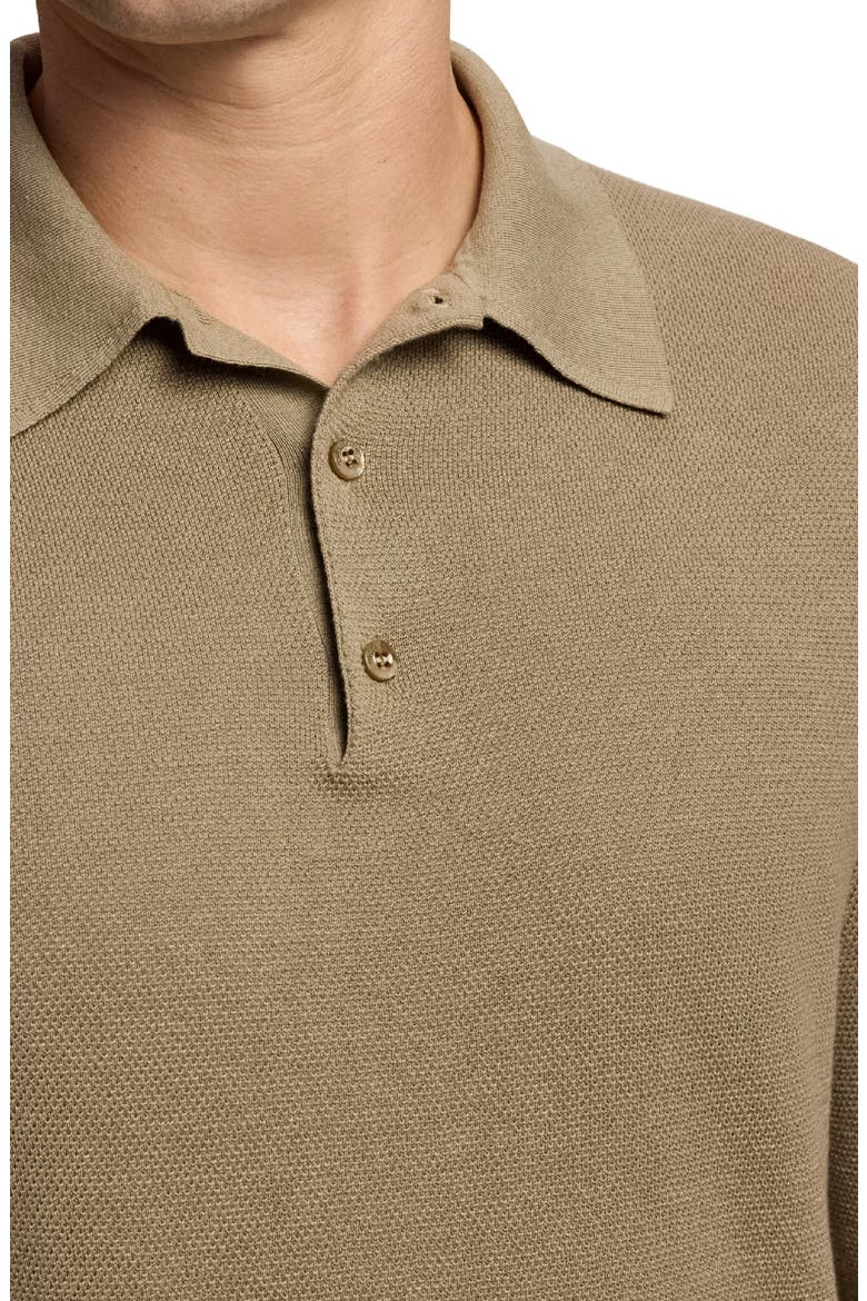Long Sleeve Mulberry Silk & Cotton Polo Sweater, Alternate, color, CHESTNUT
