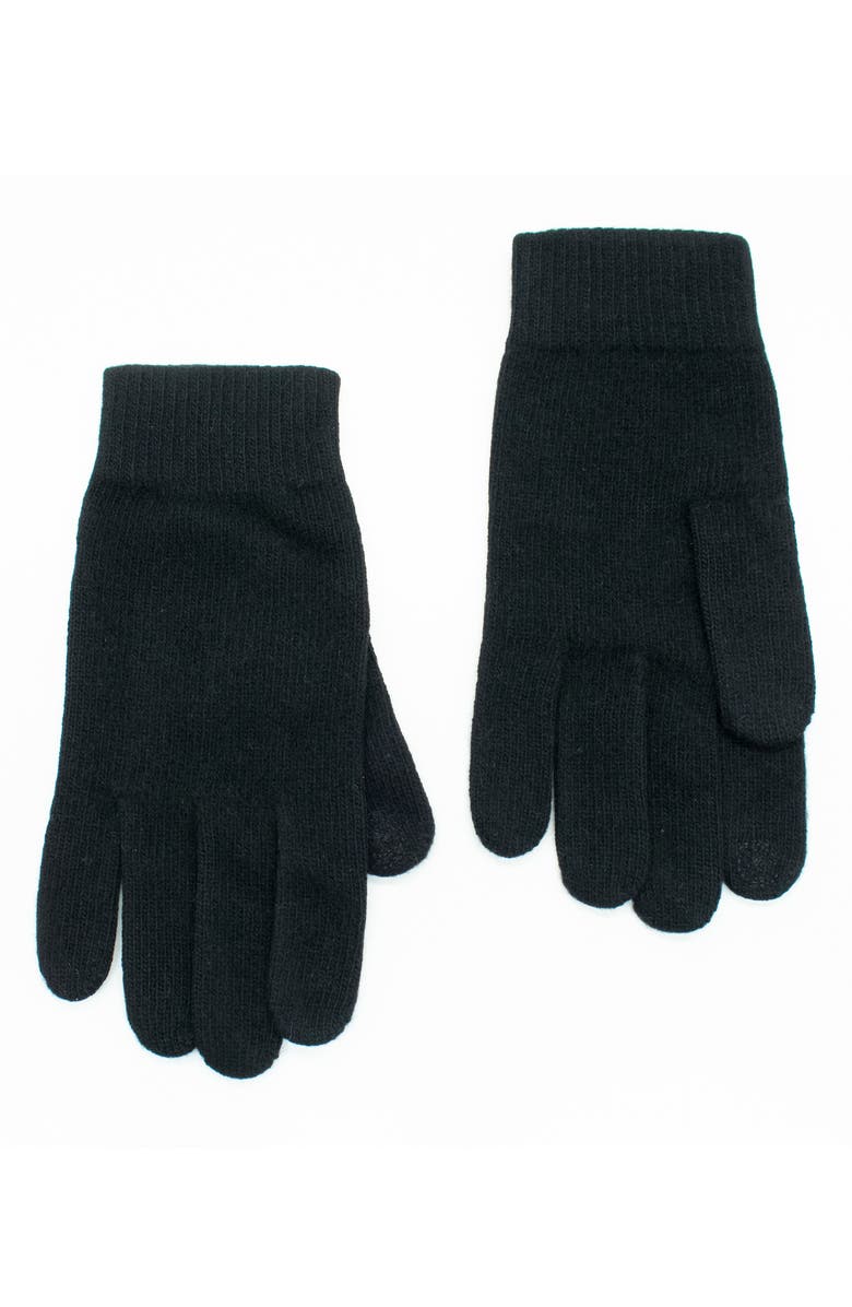 Portolano Cashmere & Wool Tech Gloves, Main, color, Black