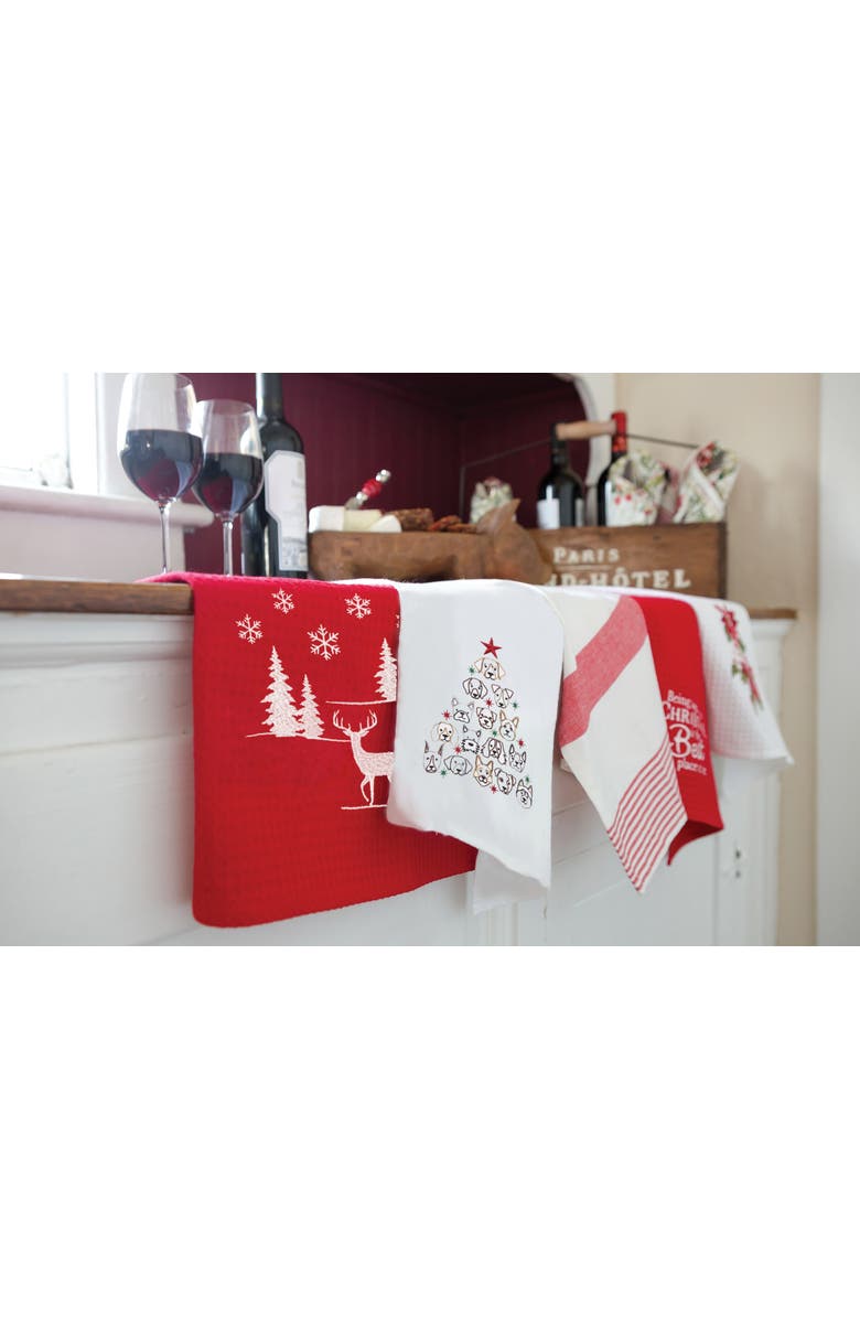 C&F Home Dog Faces Christmas Tree 100% Cotton Flour Sack Dishtowel, Alternate, color, White