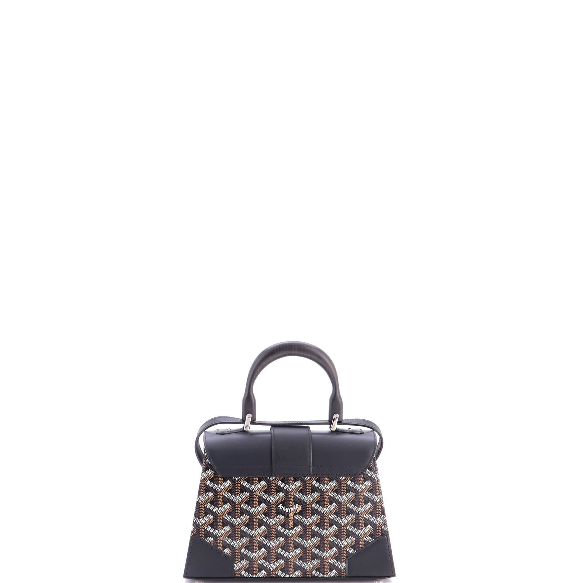 Structured Saigon Top Handle Bag Embroidered Coated Canvas with Leather Mini, Alternate, color, Black