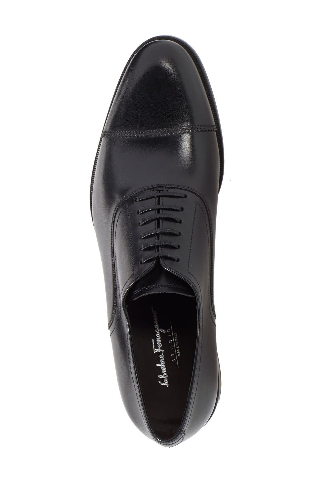 Salvatore Ferragamo 'Guru' Cap Toe Oxford, Alternate, color, NERO LEATHER