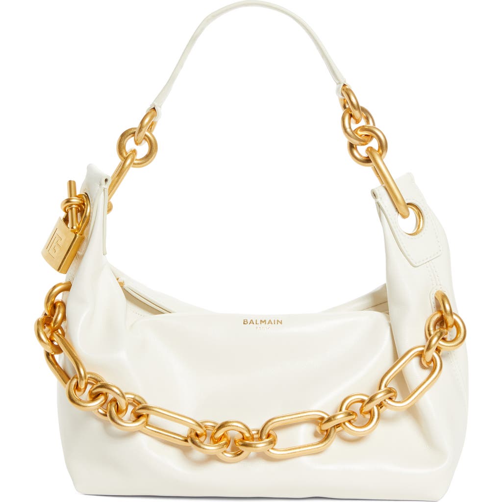 Balmain Medium Sync Leather Hobo Bag