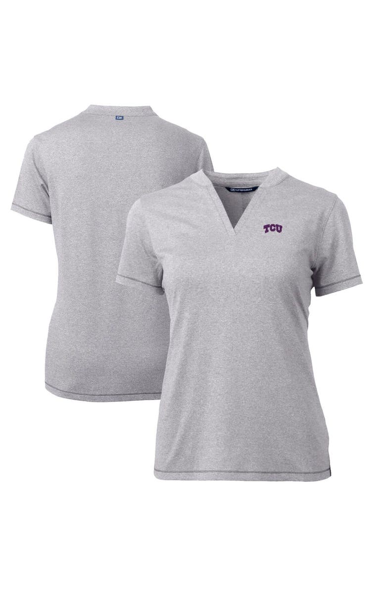 Cutter & Buck Women's Cutter & Buck Heather Gray TCU Horned Frogs Forge Blade V-Neck Top, Alternate, color, 