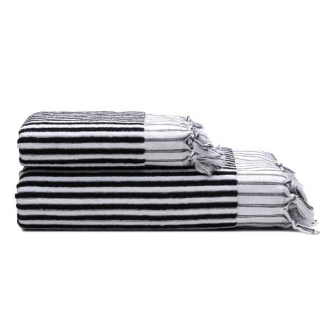 Stripes Turkish Cotton Terry Bath and Hand Towel - Set