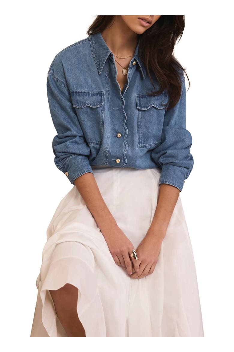 Denim Scallop Shirt, Main, color, Blue