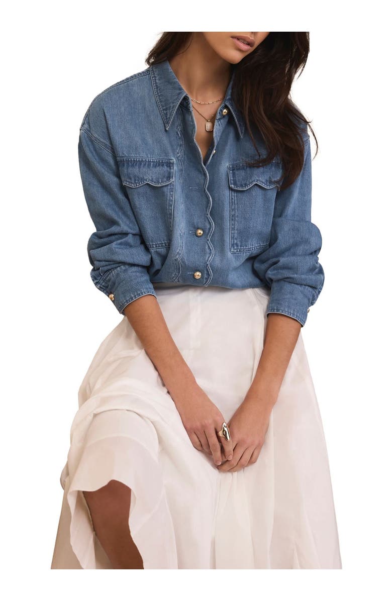 MINT VELVET Denim Scallop Shirt, Main, color, Blue