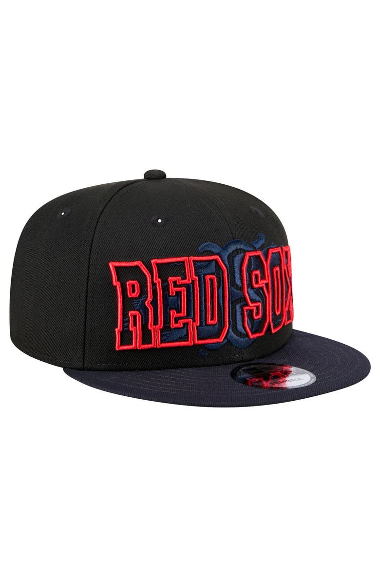 New Era Men's New Era Black Boston Red Sox Splatter 9FIFTY Snapback Hat, Alternate, color, Black