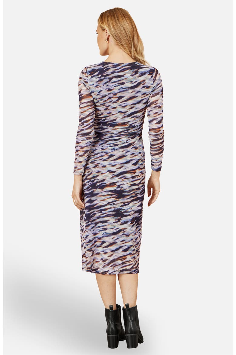 Abstract Stripe Ruched  Midi Dress, Alternate, color, Multi