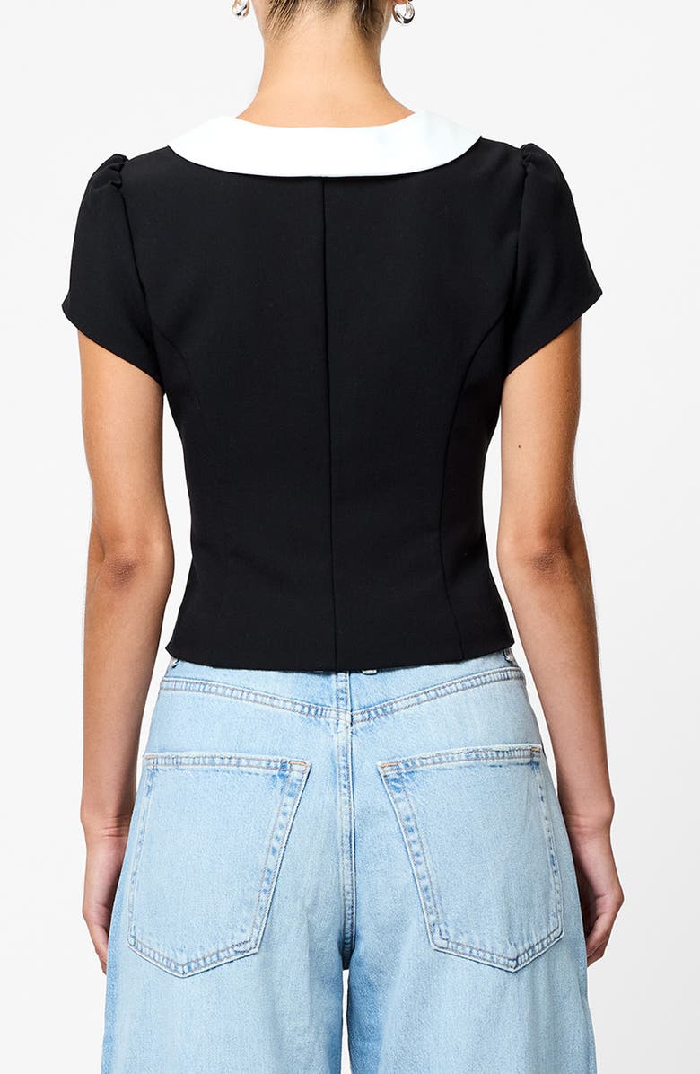 French Connection Azra Oversize Collar Top, Alternate, color, Black-White