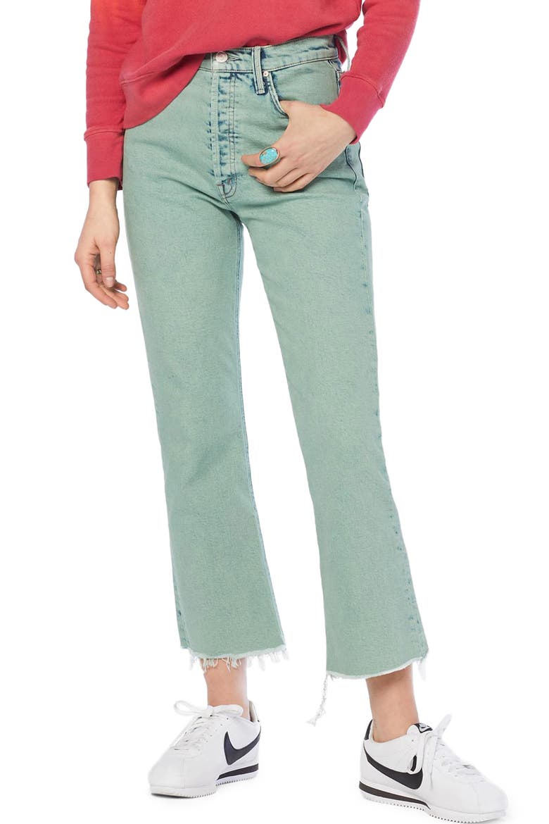 The Tripper High Waist Fray Hem Ankle Jeans, Main, color, JUICY FRUIT- FERN