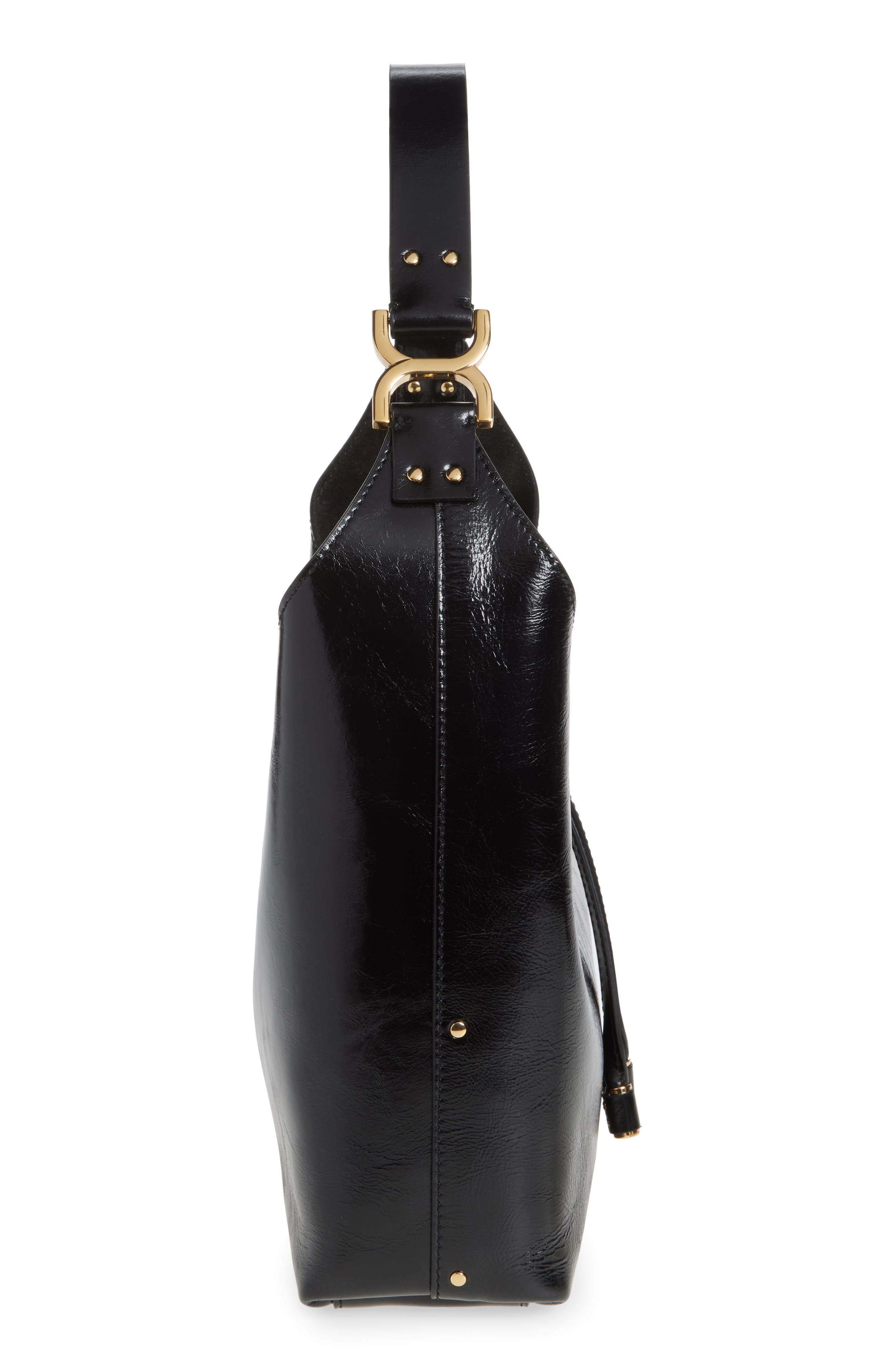Chloé Small Marcie Leather Hobo Bag, Alternate, color, 001 Black