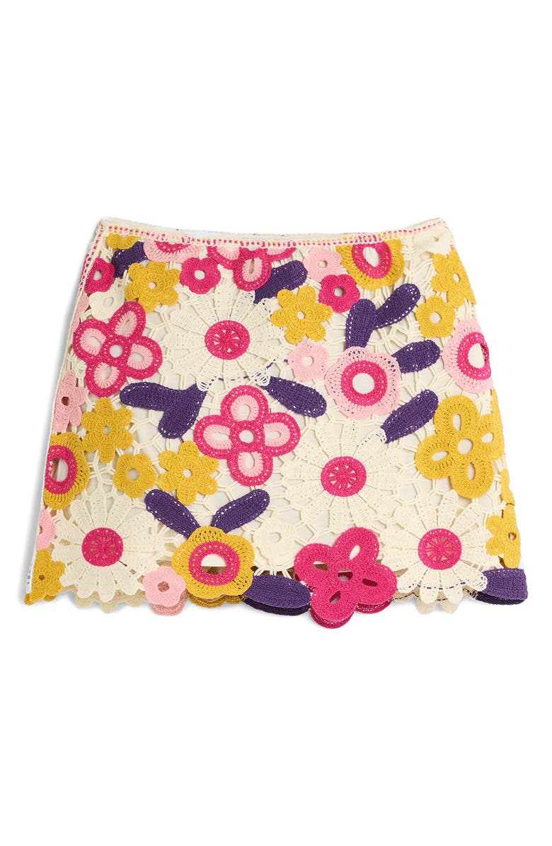 Desigual Floral Crochet Miniskirt, Alternate, color, Off White