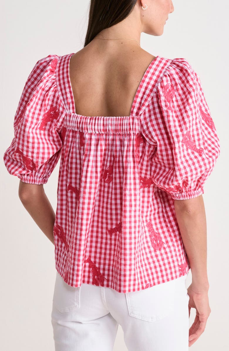 vineyard vines Serena Lobster Appliqué Cotton Gingham Top, Alternate, color,