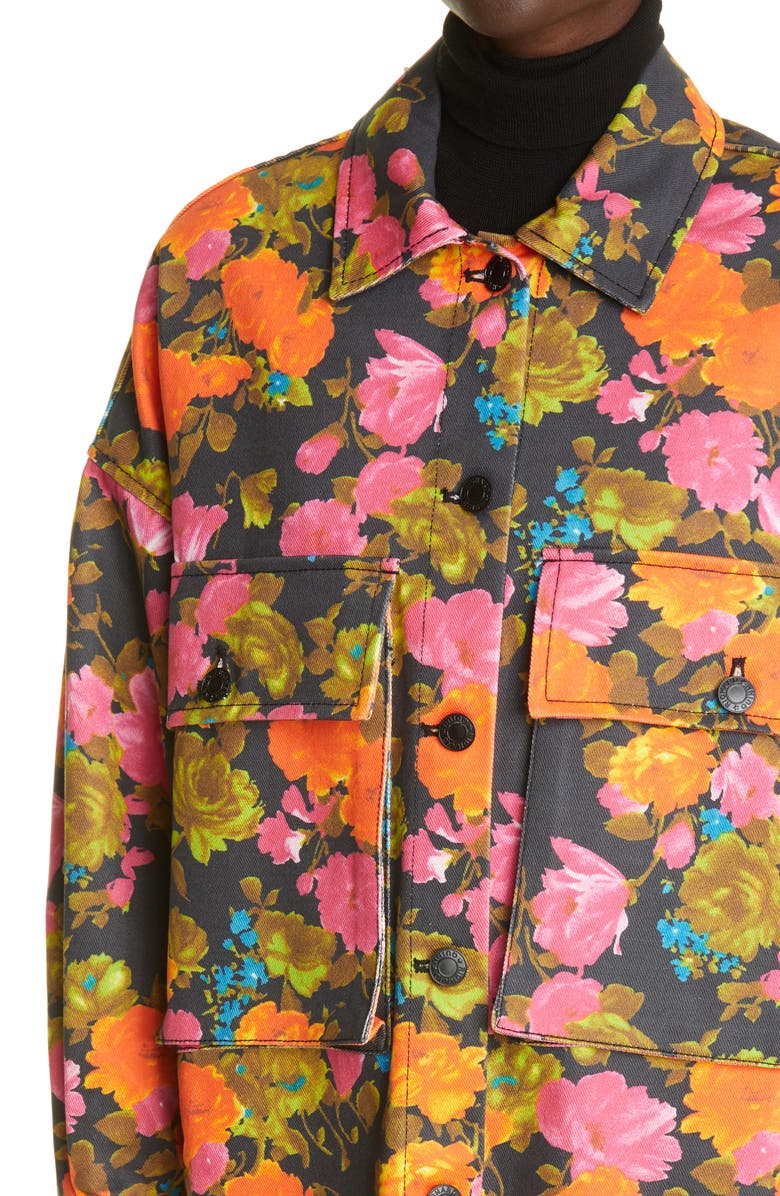 Richard Quinn Primrose Print Oversize Denim Jacket, Alternate, color, 