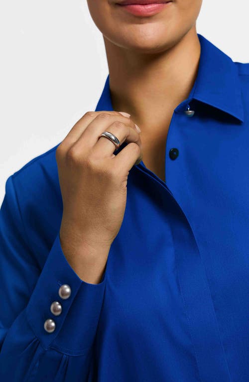 Foxcroft Pearly Bead Button-up Shirt In Blue