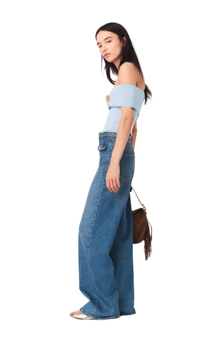 maje Braided flared jeans, Alternate, color, Blue